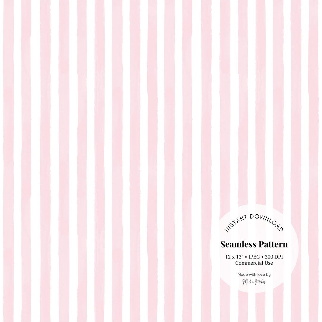 Pink Steamless Patterns Simple Pink Watercolor Stripe Pattern: Seamless Digital Paper (JPG ...