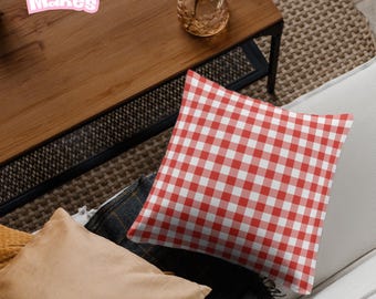 Red Gingham Check Seamless Pattern: Cottagecore Fabric Design