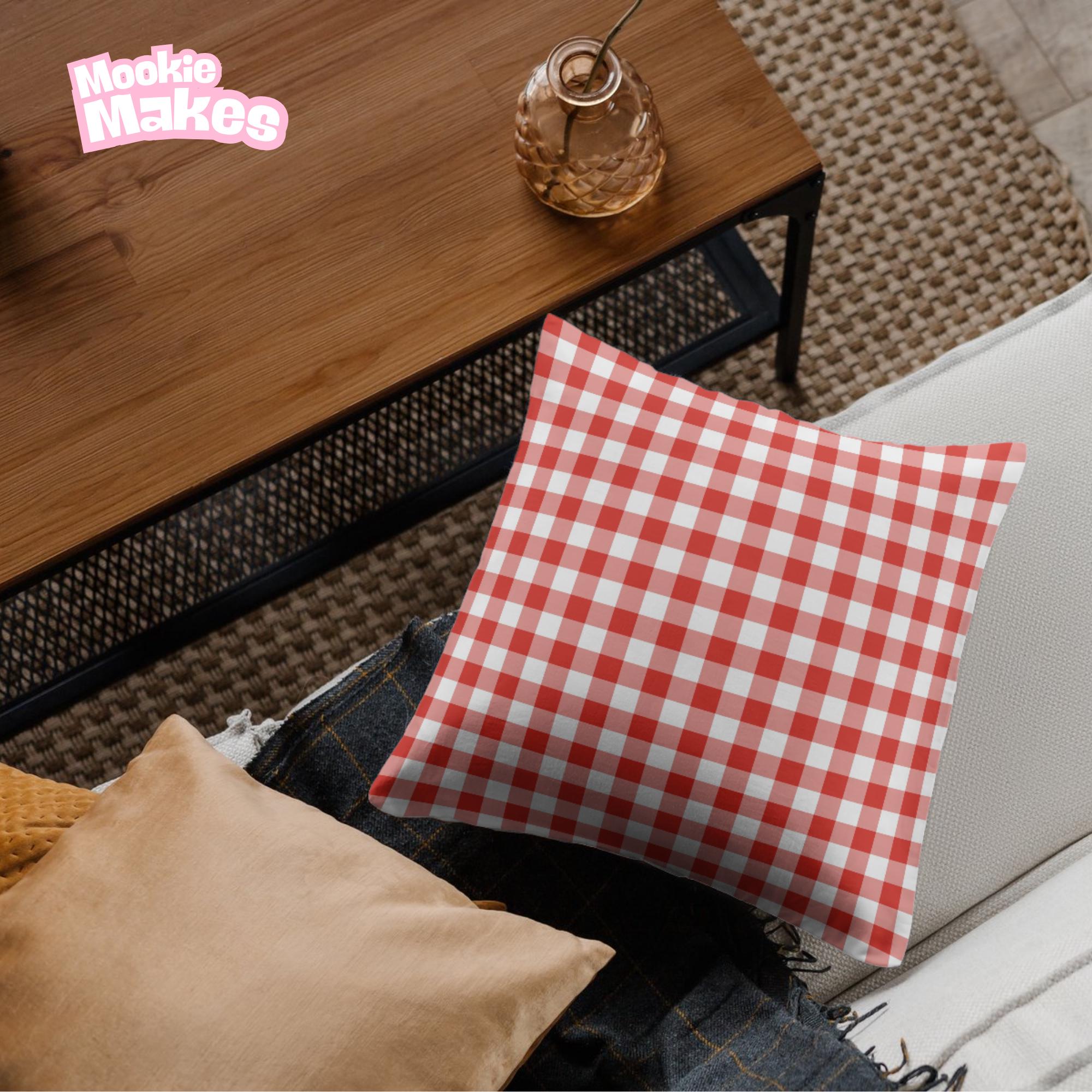 Red Gingham Check Seamless Pattern: Cottagecore Fabric Design