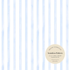 Papier numérique sans couture à rayures bleues - Rayures verticales aquarelles, JPG à rayures sans couture pour le scrapbooking et les travaux manuels sur tissu