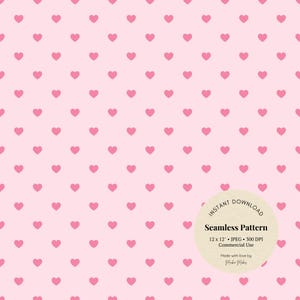 roze harten op lichtroze – digitaal digitaal papier met naadloze pastelharten JPG voor inpakken en knutselen