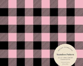 Pink Buffalo Plaid Pattern: Bold Check Design (JPG Digital Download)