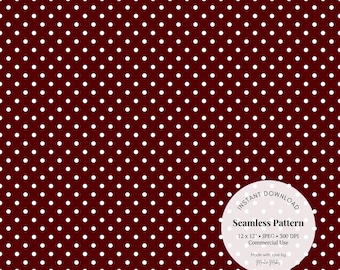 Burgundy Polka Dot Digital Paper: Autumn Crafts and Stationery (JPG Digital Download 12x12in)