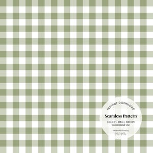 Motif transparent Vichy vert olive - Papier numérique à carreaux rustique pour le tissu, les travaux manuels et le scrapbooking | Téléchargement JPG
