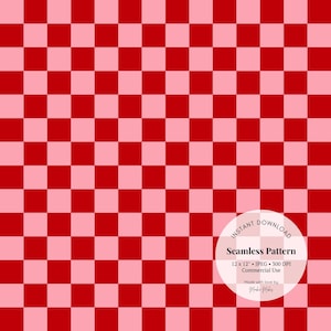 Op de afbeelding: Een naadloze patroon digitale download met een rood en roze ruitpatroon. Het patroon is 12 inch bij 12 inch en 300 DPI. Het is voor commercieel gebruik.