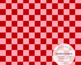 Red Pink Checkerboard Seamless Pattern – Valentine Checkered JPG for Crafts, Fabric & Wrapping Paper