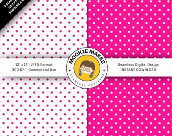 Hot Pink Polka Dot Pattern: Bold Digital Paper (JPG Instant Download)