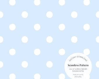 Baby Blue Polka Dot Pattern: Seamless Nursery Digital Paper (12x12 inch JPG)