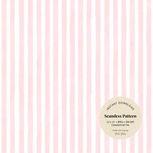 Motif transparent à rayures aquarelle rose poudré - Papier numérique rose pâle pour papeterie de mariage, décoration de bébé fille, téléchargement JPG