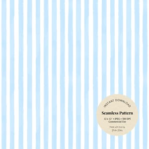 Bright Blue Painted Stripe Paper – Seamless Nautical Digital Download for Summer Party Decor or DIY Crafts, JPG File
