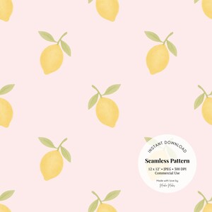 Zitrone Muster - Pink Citrus Digital Papier, Aquarell Obst Printable JPG für Scrapbooking & Stoffhandwerk