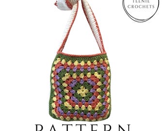 Modello per borsa all'uncinetto "Grandma Square" / Borsa a tracolla originale / Accessori all'uncinetto / Download PDF