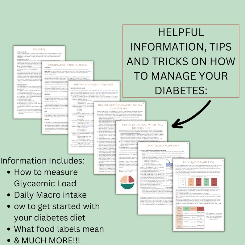 Diabetes Bundle Diabetic Food List Diabetic Food Chart Blood Sugar Log