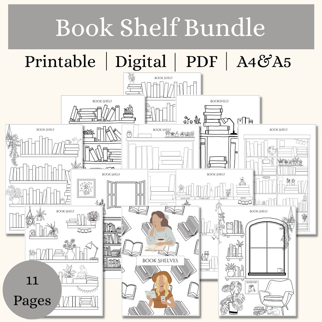 Reading Tracker Printable, Bookshelf Reading Log A4 A5 Letter HP ...