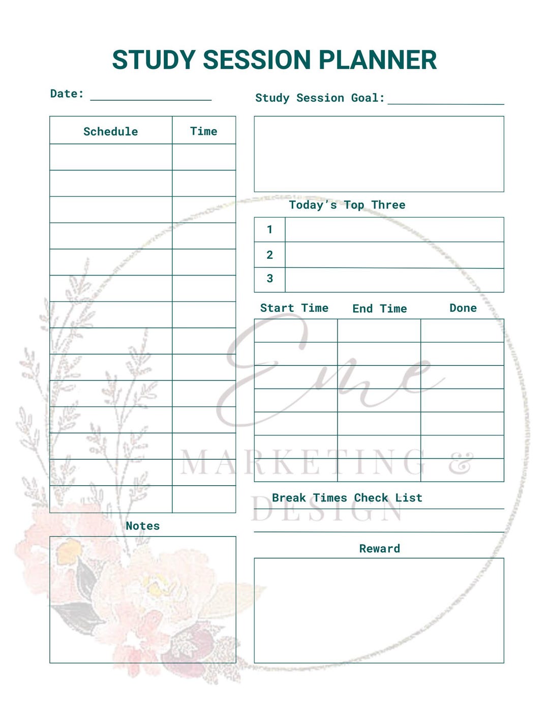 Session Planner Guide Digital Study Session Planner - Etsy