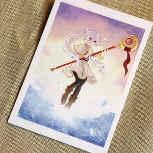 Süße Anime aesthetic inspired  Frieren Blumen Postkarte Print