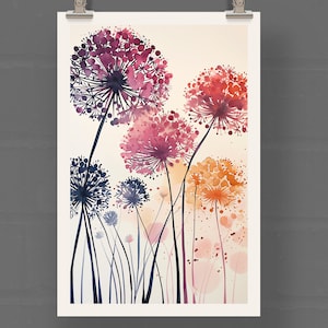 Watercolor Allium Art Print • Allium Poster • Watercolor Flowers Poster • Floral Watercolor Art Print • Botanical Poster