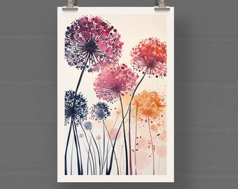 Watercolor Allium Art Print • Allium Poster • Watercolor Flowers Poster • Floral Watercolor Art Print • Botanical Poster