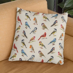 Beautiful Birds Pillow - Pretty bird pillow, colorful birds, bird theme decor, bird theme pillow