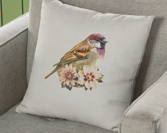 Vintage Bird Pillow - pretty bird pillow, cottagecore pillow, vintage pillow, vintage bird, cottagecore bird