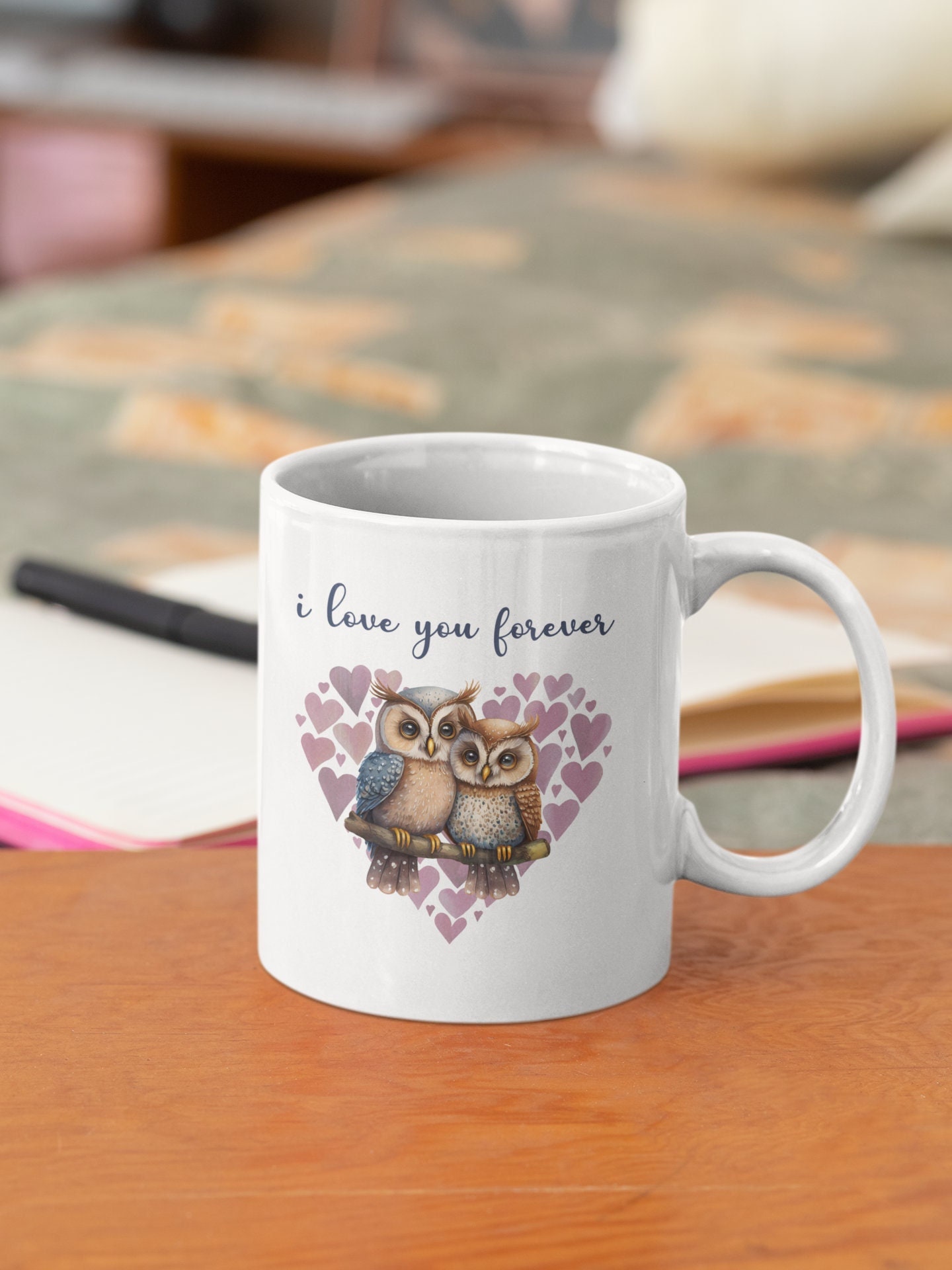 Owl Mug: I Love You Forever - 11 oz - cute owls, mother's day owl gift, Valentine's owl gift