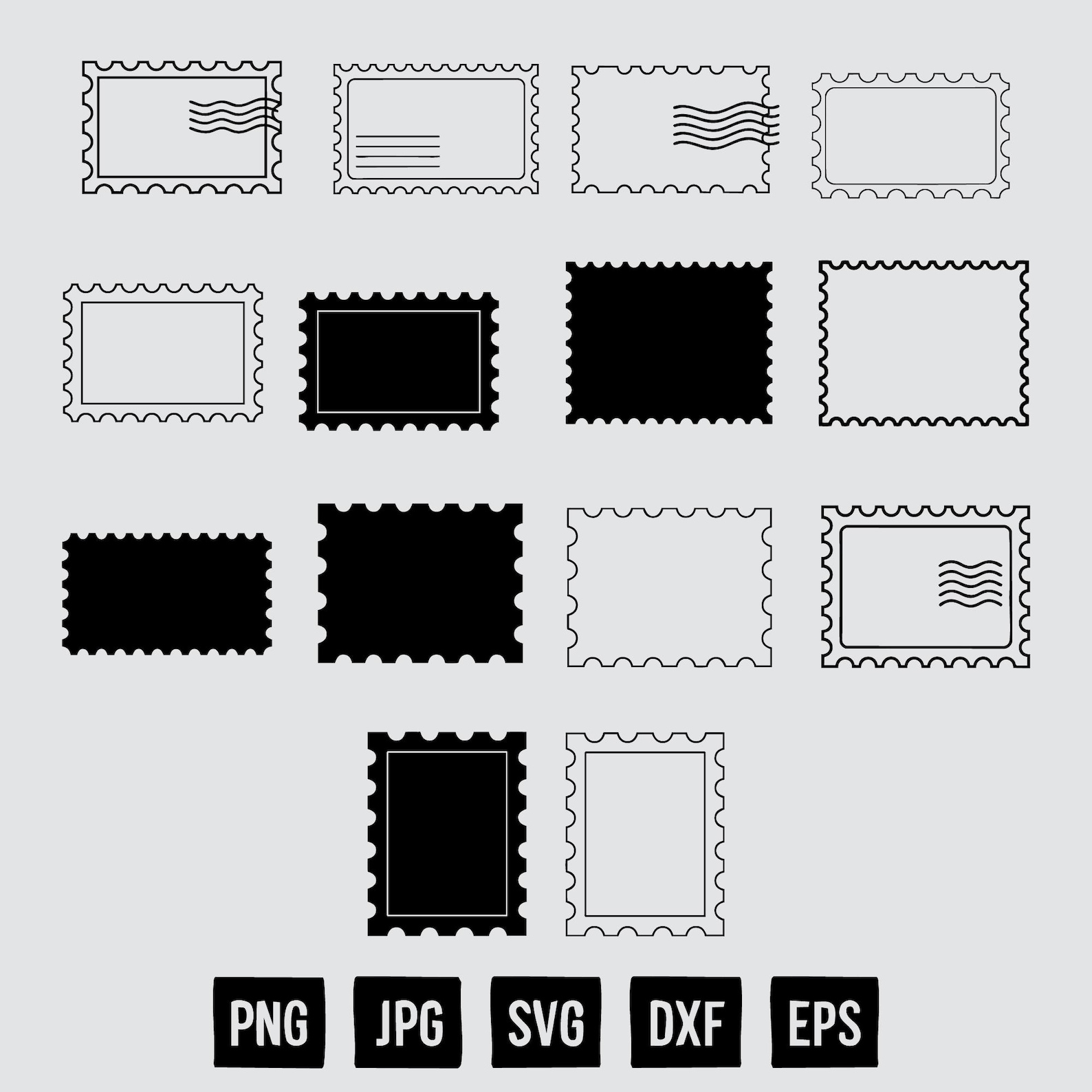 Postage Stamp SVG Bundle, Outline Postage Stamp SVG, Postage Stamp SVG ...