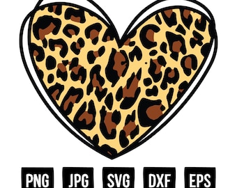Leopard Print Heart SVG, Heart, png, jpg, dxf, eps.