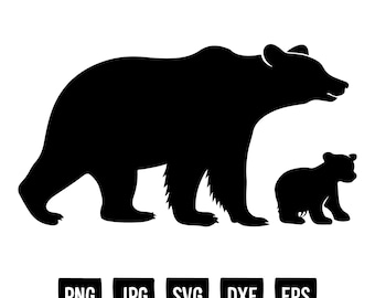 Silhouette Mama Bär und Baby Bär SVG, Silhouette Mama Bär und Baby Bär SVG Cut Files für Cricut, Mama Bär und Baby Bär Png