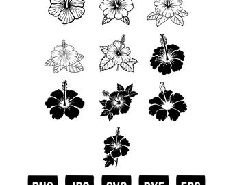 Hibiscus SVG Bundle, Hibiscus Flower Png, Silhouettes Cut File (digital ...