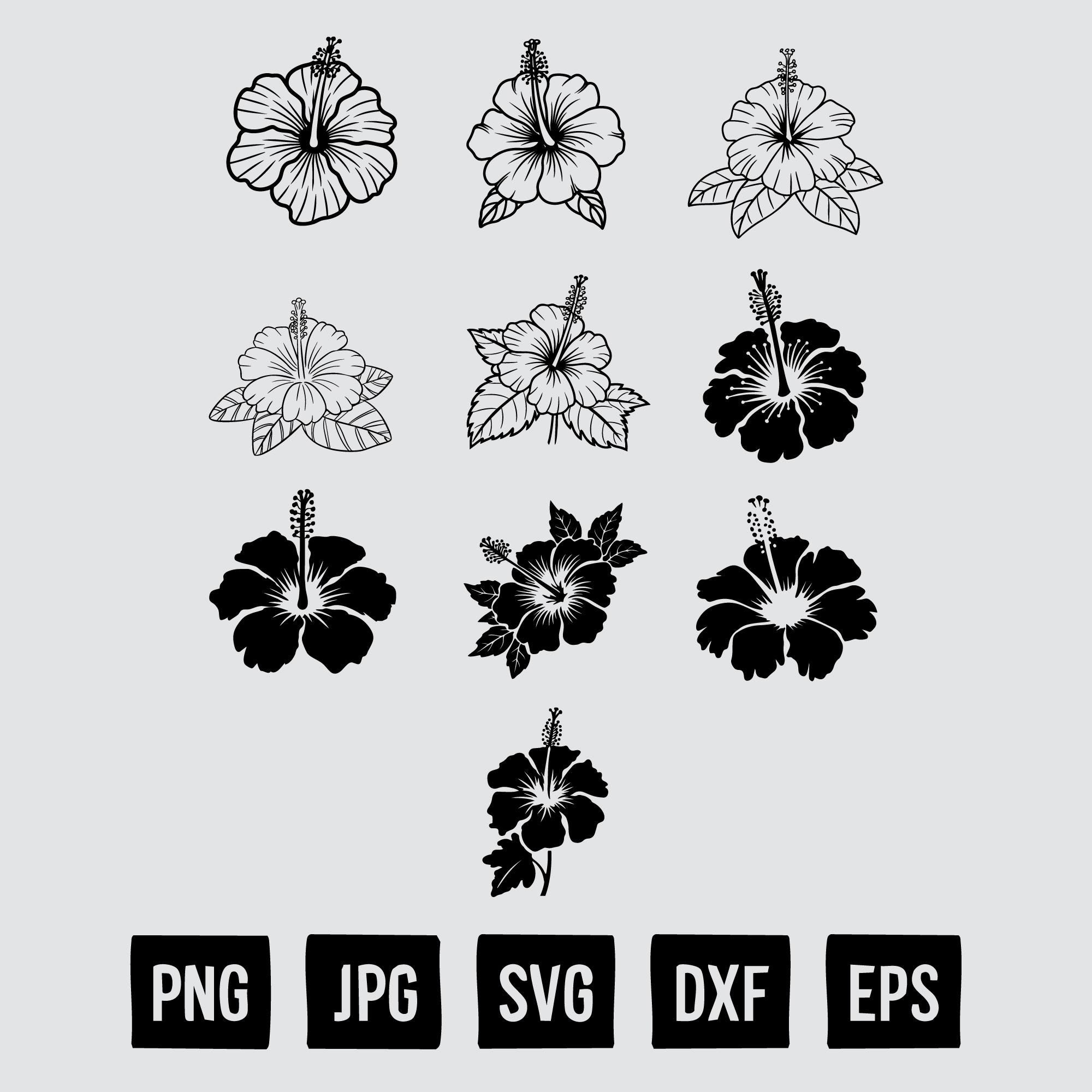 Hibiscus Flower SVG Bundle, Hibiscus Flower SVG Cut Files for Cricut ...