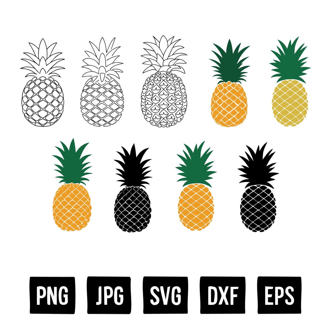Paquete SVG de piña, archivos SVG de piña para Cricut, archivo SVG de ...