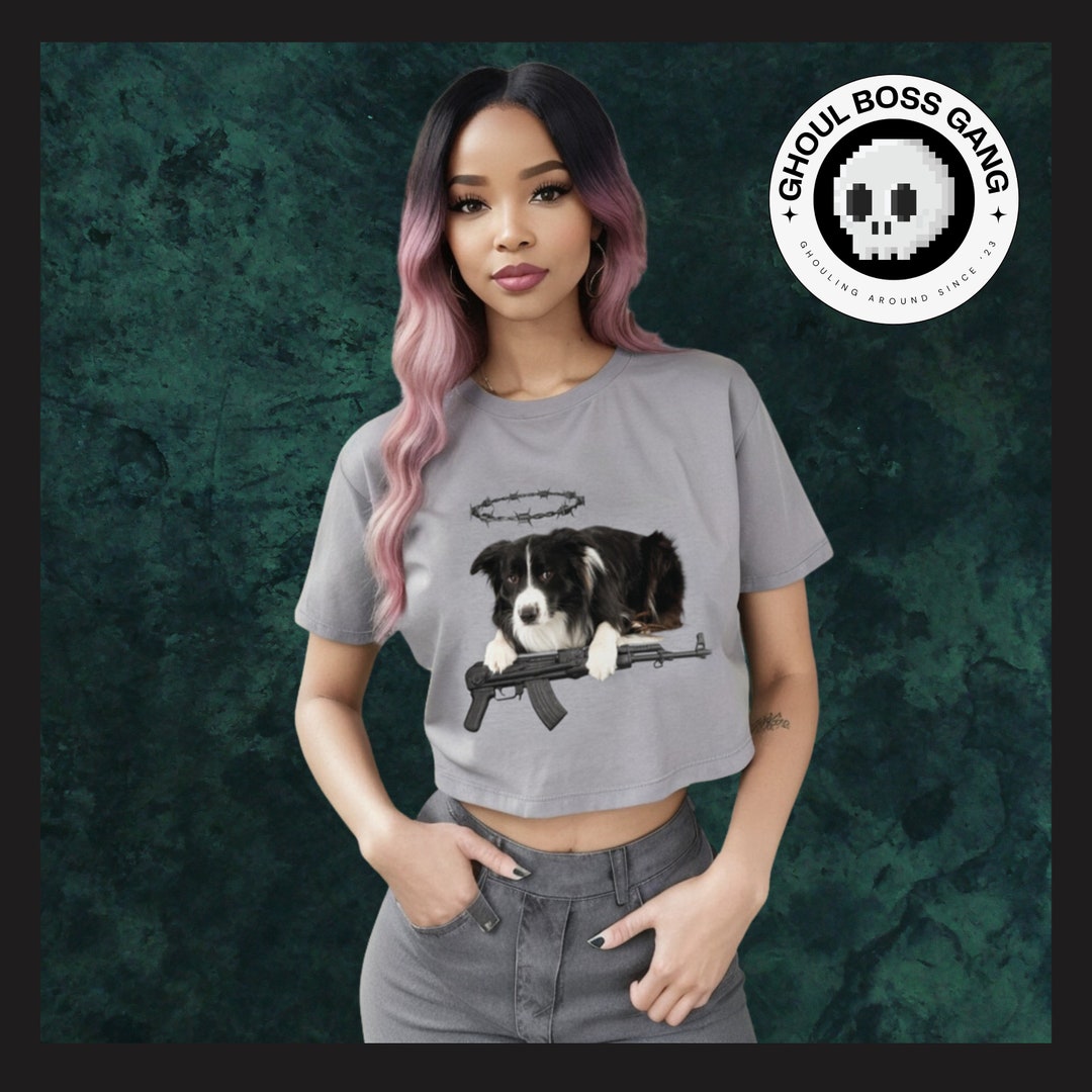 Border Collie Emo Crop Top Gun Dog Lover Goth Metal Punk Y2k Etsy