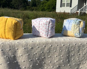 Neceser acolchado, neceser floral estilo cottagecore, organizador de artículos de aseo de viaje