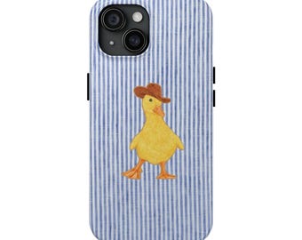 Funda para teléfono Cowboy Duck / Funda para iPhone de tela seersucker azul / Estilo costero sureño