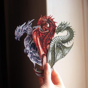 Dragon Bookmark Set : Fantasy Cutout Bookmarks, Unique Gift for Book Lovers, D&D Fans, Mythical Creatures, Handmade Reading Accessory
