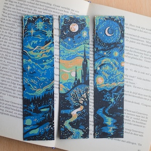 Starry Night Bookmarks | Van Gogh Inspired | Book Lover Gifts | Art Bookmark Set | Handmade Literary Gifts | Aesthetic Stationery