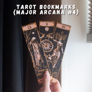 Tarot Bookmarks Set #4 | The Hermit, Wheel of Fortune, Justice | Major Arcana | Witchy Gifts, Occult Book Accessories for Readers