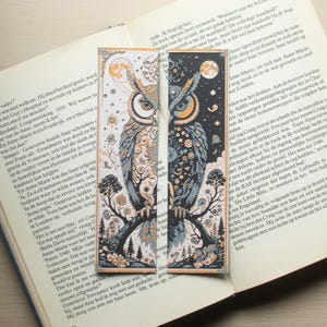 Celestial Owl Bookmark Set | Sun and Moon Bookmarks for Readers | Mystical Gift for Book Lovers, Fantasy, Astrology & Nature Fans