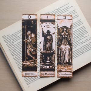 Tarot Bookmarks Set #1 | The Fool, The Magician, The High Priestess | Witchy Gifts, Major Arcana, Occult Book Lover Accessories