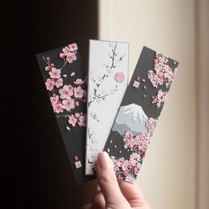 Japanese Cherry Blossom Metallic Golden Bookmark, Sakura
