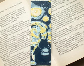 Marcapáginas de la noche estrellada de Totoro, regalo de Ghibli inspirado en Van Gogh, ¡lindo marcapáginas de anime para lectores, amantes de los libros y fanáticos de Studio Ghibli!