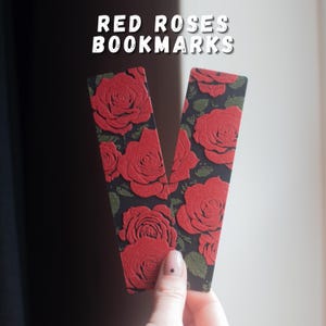 Segnalibro con rose rosse / Segnalibri floreali per amanti dei libri, regalo romantico, cancelleria estetica, accessori per la lettura, opzione set completo