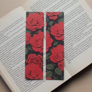 Segnalibro con rose rosse / Segnalibri floreali per amanti dei libri, regalo romantico, cancelleria estetica, accessori per la lettura, opzione set completo