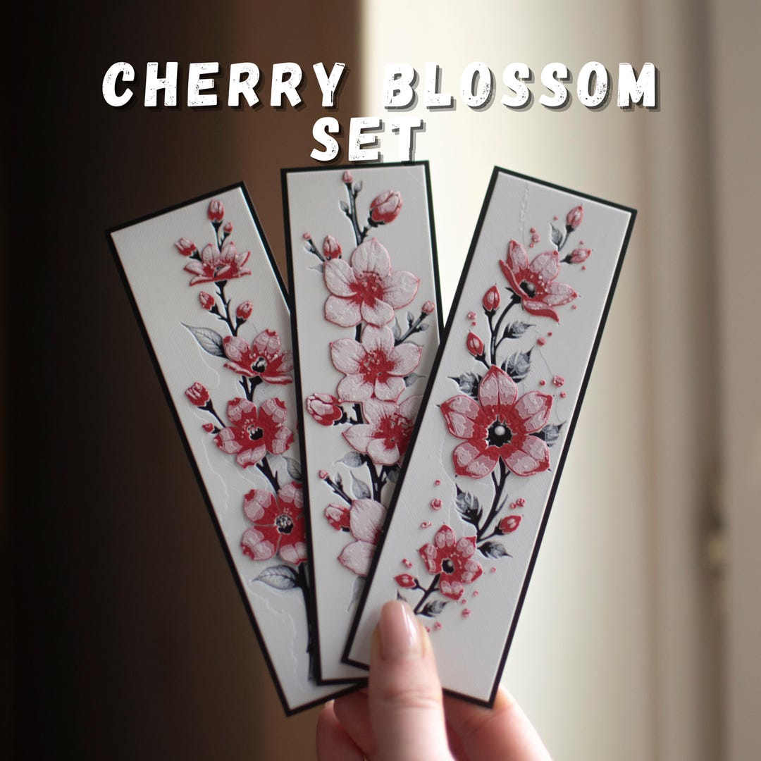 Cherry Blossom Bookmark Set #2, Floral Bookmark, Sakura Art, Book Lover ...