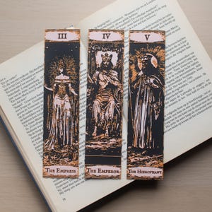 Tarot Bookmarks Set #2 | The Empress, Emperor & Hierophant | Major Arcana | Witchy Gifts, Occult Book Accessories for Readers