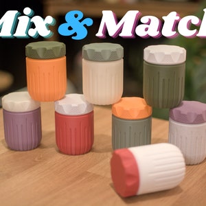 Travel Sized - Pill Bottles - Colorful and Pocketable - Stash Jar - Threaded Container - Waterproof Storage for EDC - Outdoor - Camping