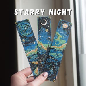 Starry Night Bookmarks | Van Gogh-Inspired Art Bookmark Set | Unique Gifts for Book Lovers | Handmade Artistic Reading Accessories