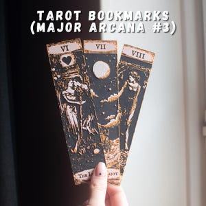 Tarot Bookmarks Set #3 | The Lovers, The Chariot, Strength | Major Arcana | Witchy Gifts, Occult Book Accessories for Readers