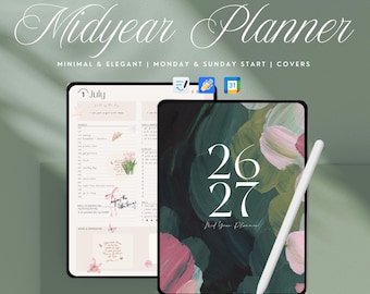 2026 2027 Digital Planner, Mid Year Planner, Daily Planner, Goodnotes Planner, Minimalist Planner, Ipad Planner, Hyperlinked Planner