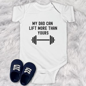 Baby Gym clothes, Bodybuilding Baby Outfit, Funny Weightlifting Baby Clothes, Workout Dad Gift, Gym Lover Baby Apparel image 1